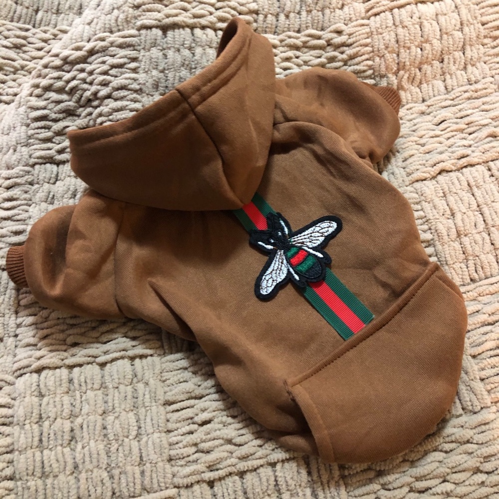 G dog fashion sweatshirt clothes 2XLARGE bee brown red designer stripe runway